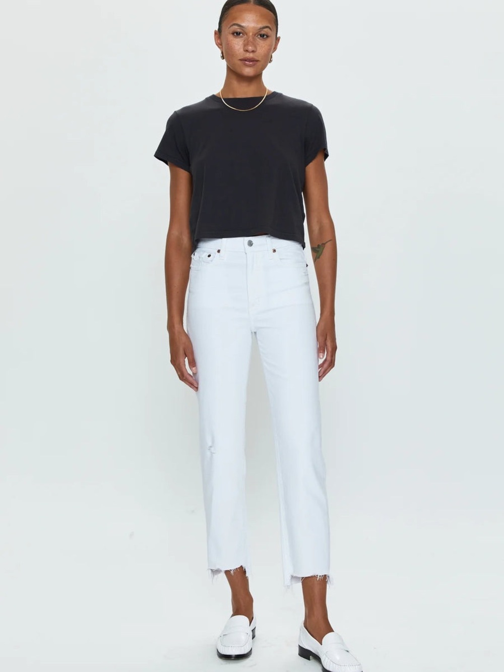 Pistola Charlie High Rise Straight Jeans - White Vintage Size 27